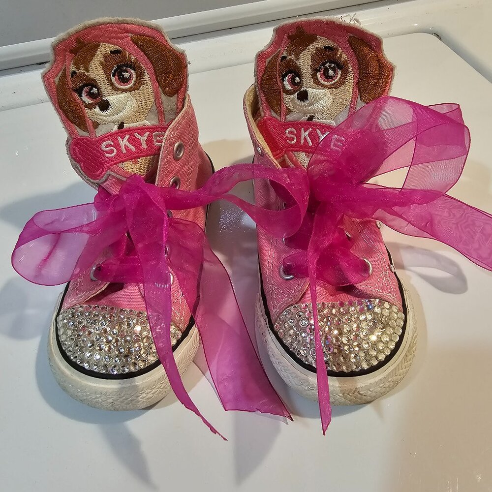 Pink Skye Toddler Converse Sneakers with gemstones Paw Patrol 6